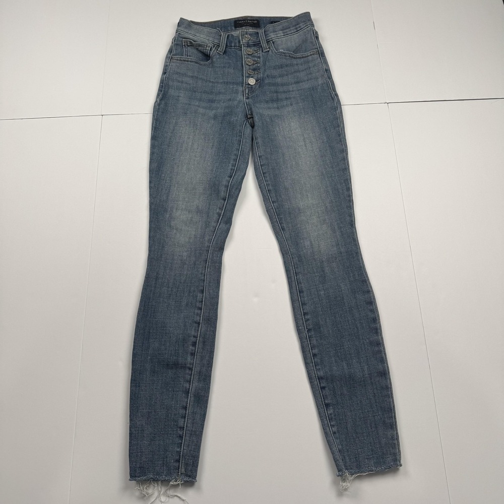 Lucky Brand Jeans Womens 0 25 (24x28) Blue High Rise Skinny Bridgette Frayed Hem
